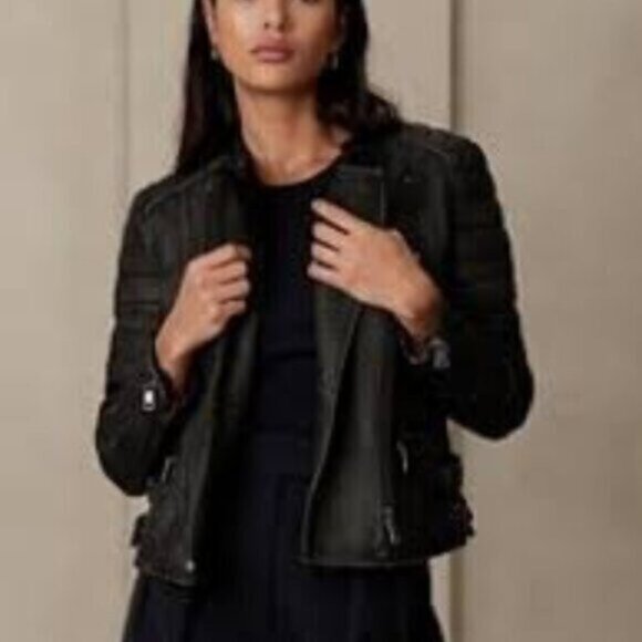 Banana Republic Leather Moto Jacket - new with tags - Picture 1 of 3